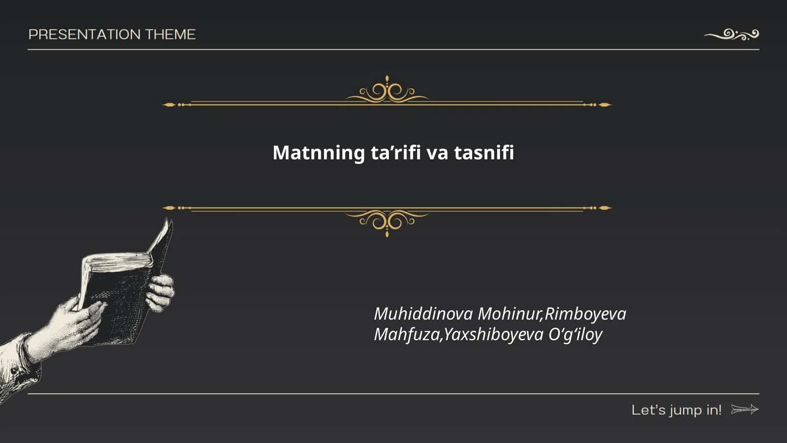 Matnning ta’rifi va tasnifi