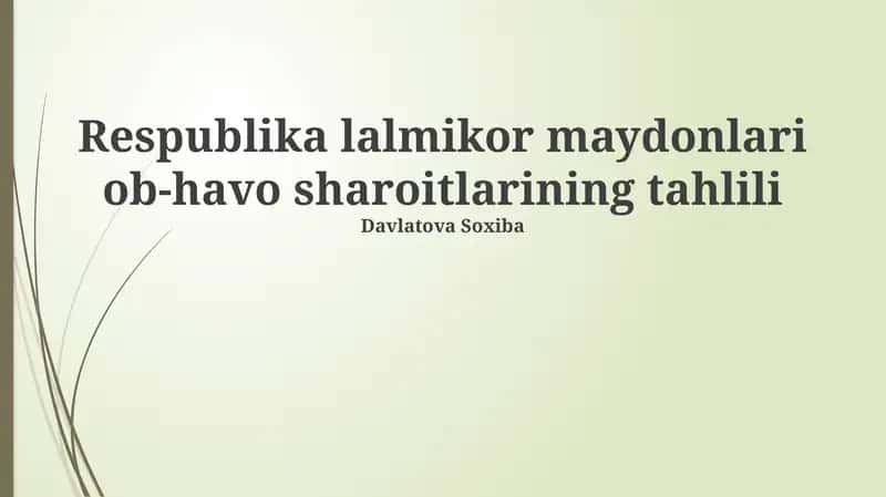 Yomg'irli hududlar ob-havosining tahlili
