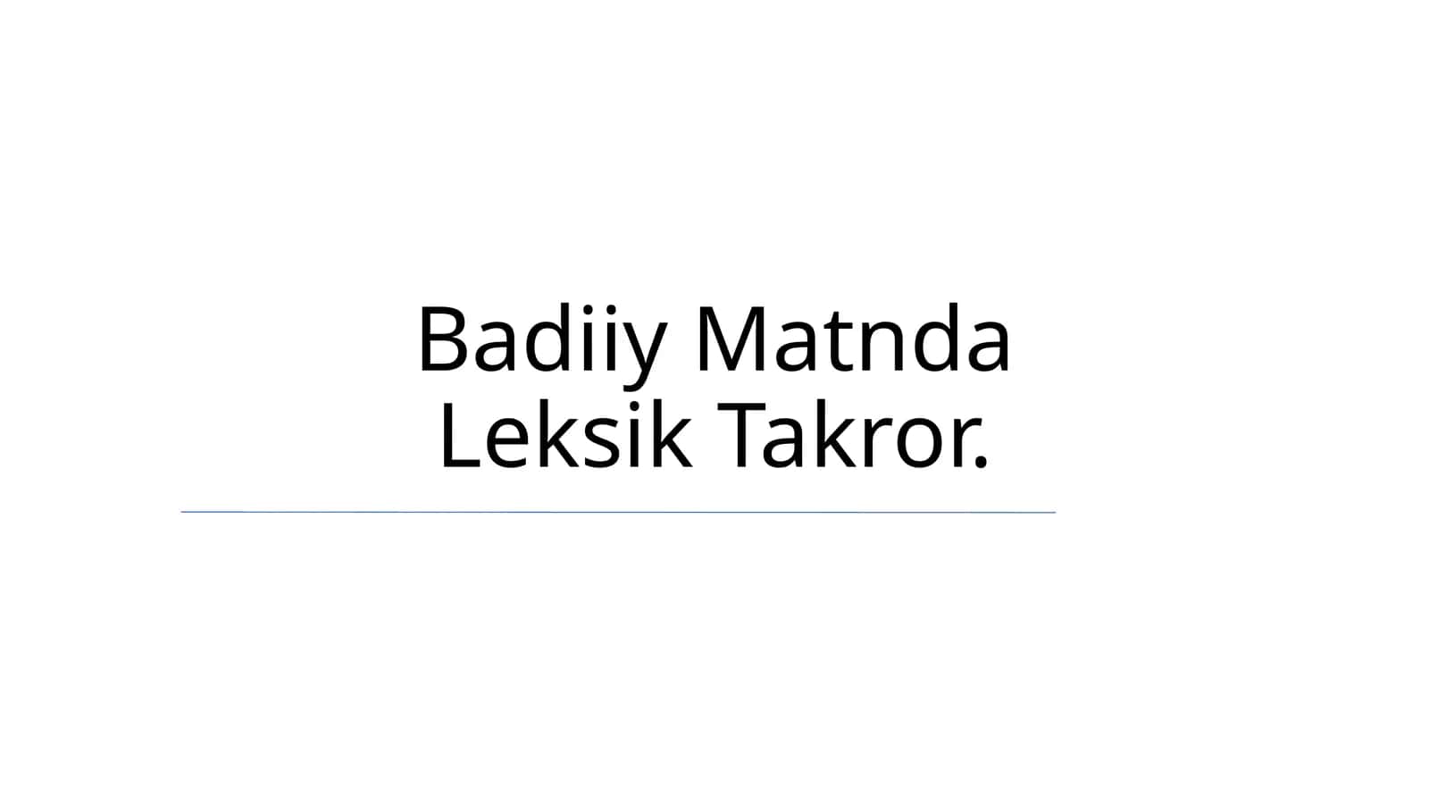 Badiiy Matnda Leksik Takror