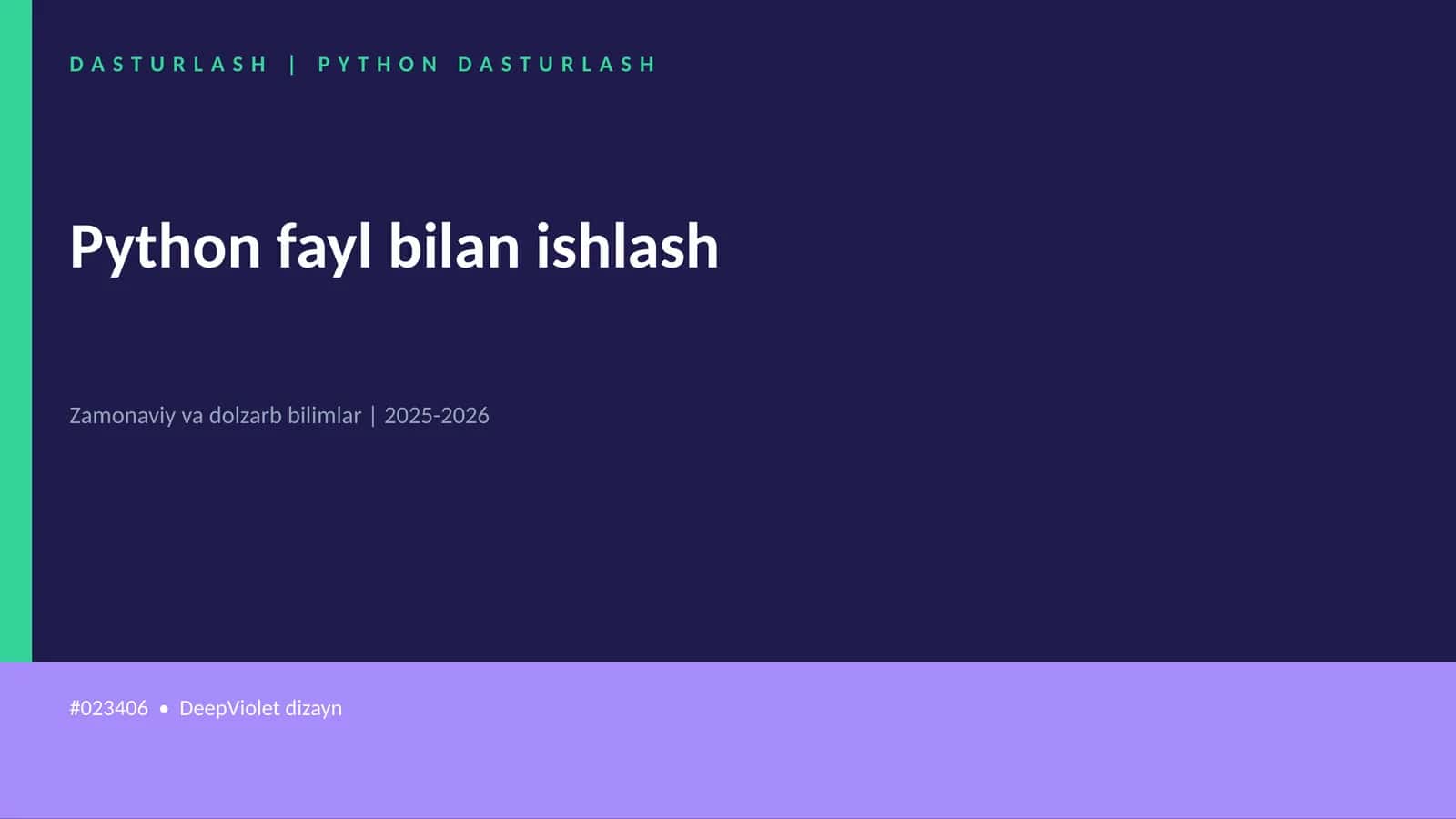 PYTHON DASTURLASH