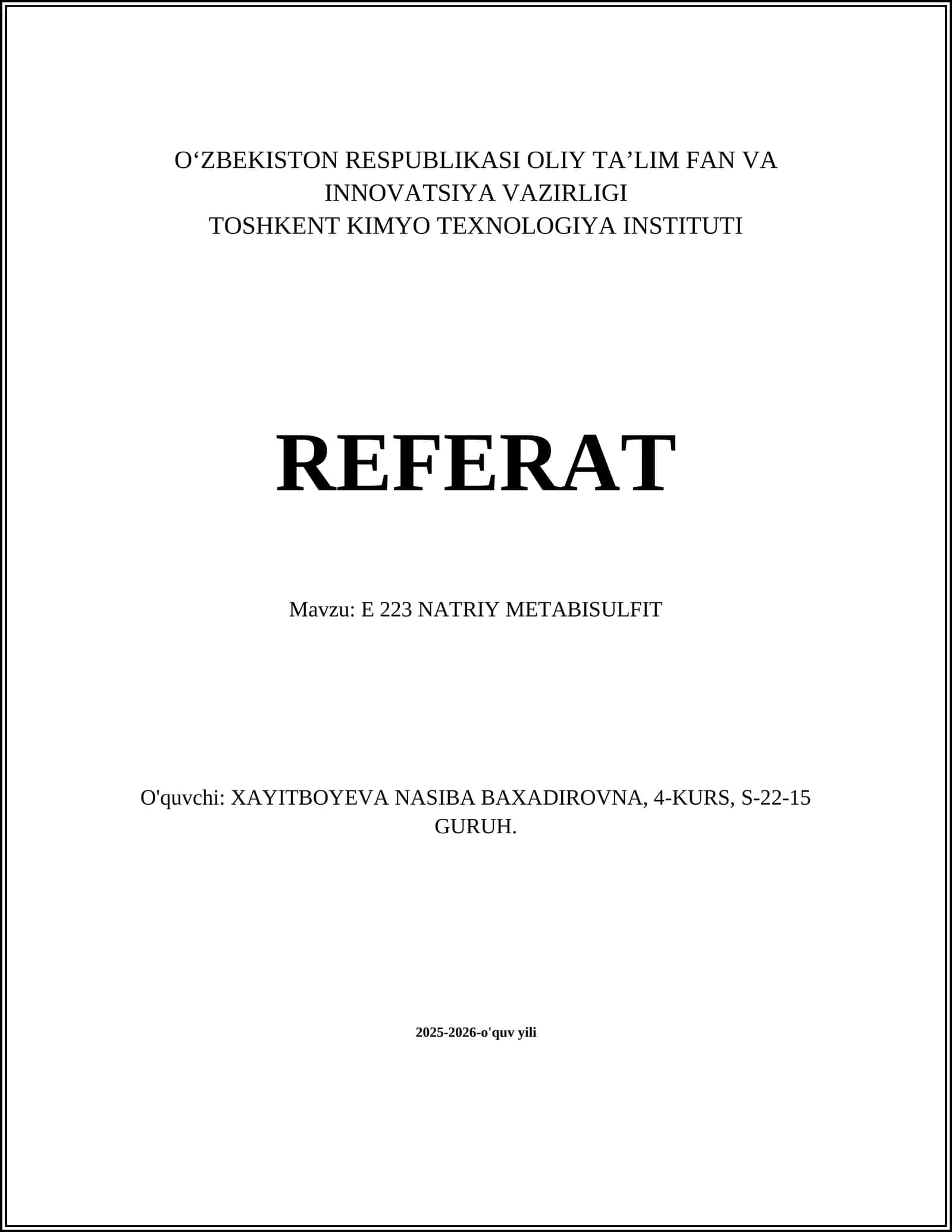 E 223 NATRIY METABISULFIT