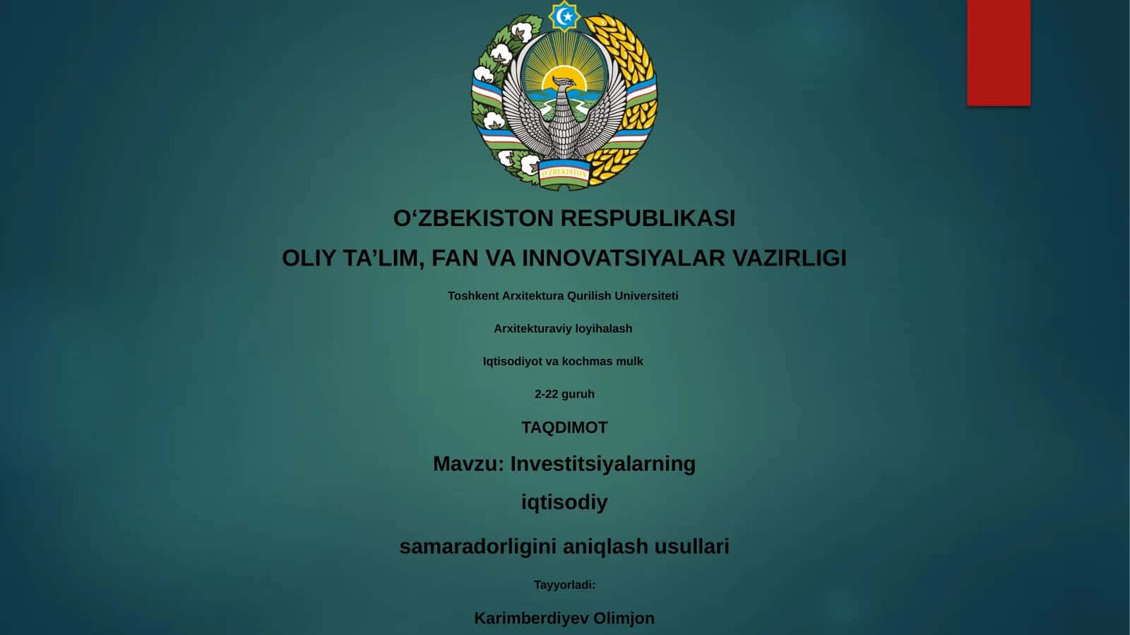 Investitsiyalarning iqtisodiy samaradorligini aniqlash usullari