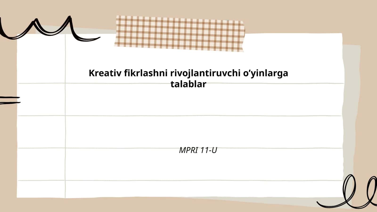Pedagogik va o'quv-metodik talablar MPRI 11-U
