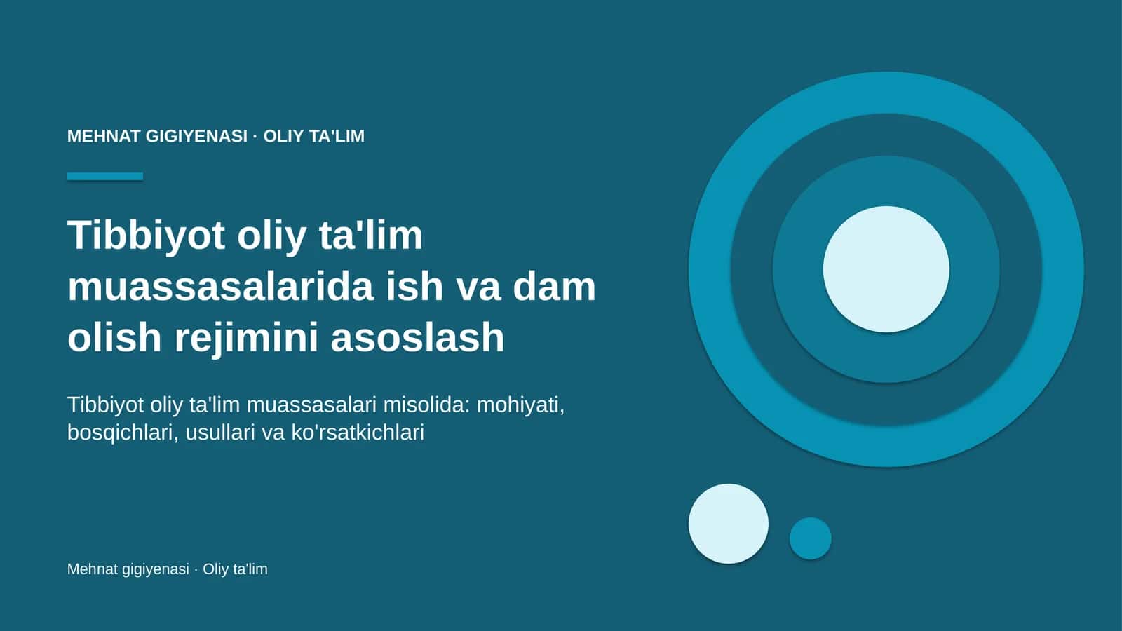 tibbiyot oliy ta'lim muassasalarida ish va dam olish rejimini asoslash 6660