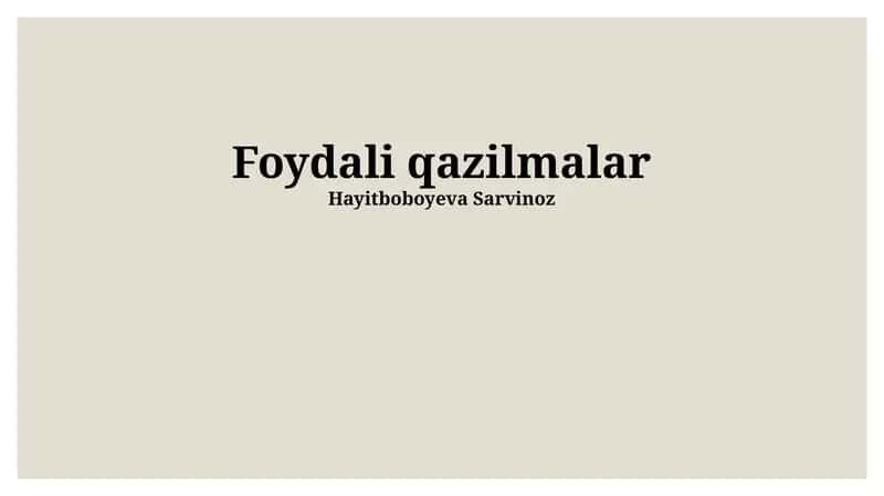 Foydali Qazilmalar