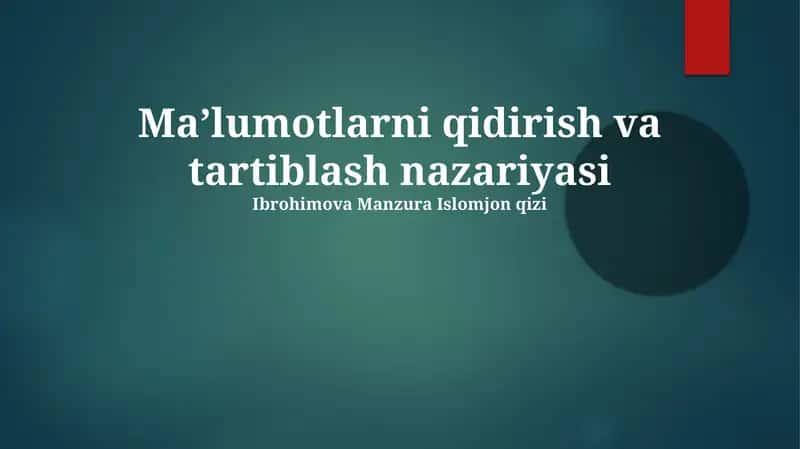 Ma'lumotlarni qidirish va tartiblash nazariyasi