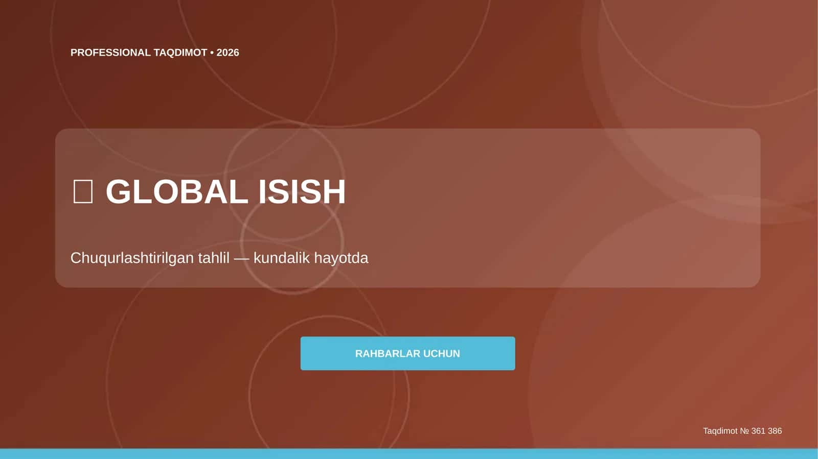 Global isish: chuqurlashtirilgan tahlil (kundalik hayotda) [rahbarlar uchun]