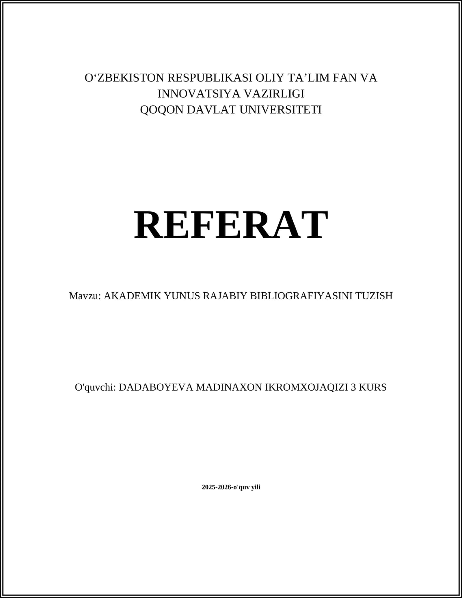 AKADEMIK YUNUS RAJABIY BIBLIOGRAFIYASINI TUZISH