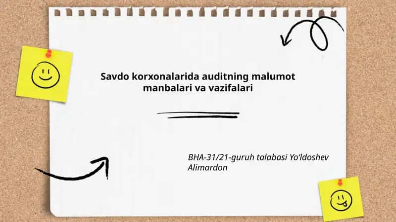 Savdo korxonalarida auditning malumot manbalari va vazifalari