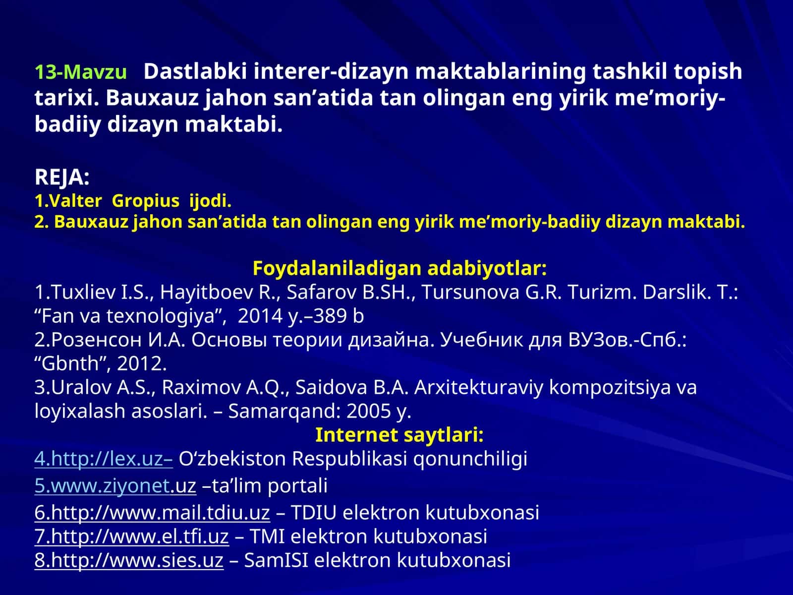 13-MavzuDastlabki interer-dizayn maktablarining tashkil topish tarixi