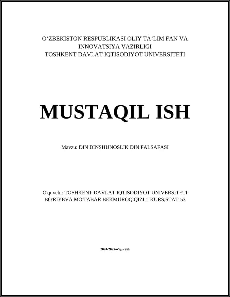 DIN DINSHUNOSLIK DIN FALSAFASI