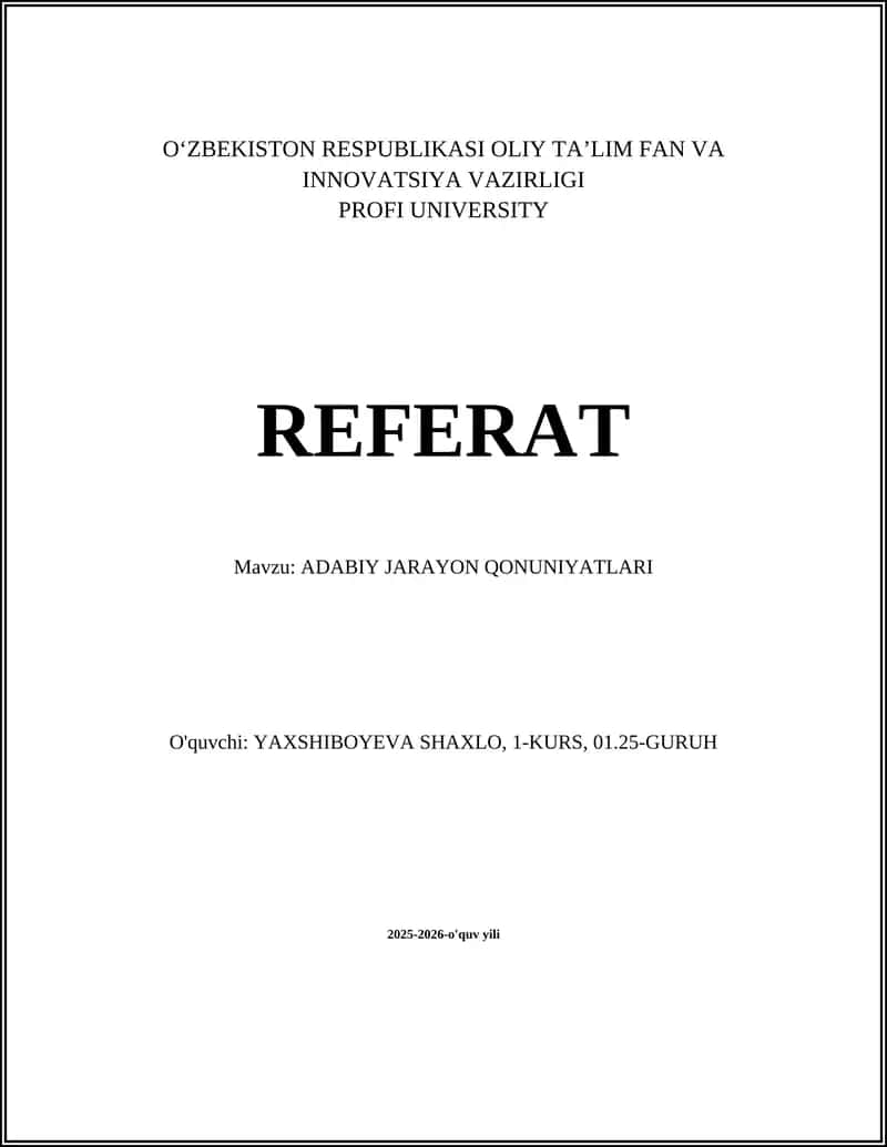 ADABIY JARAYON QONUNIYATLARI