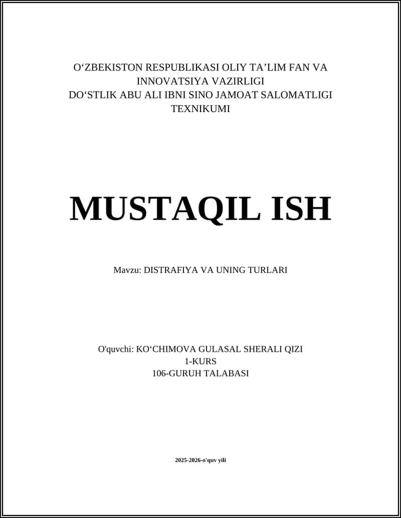 DISTRAFIYA VA UNING TURLARI