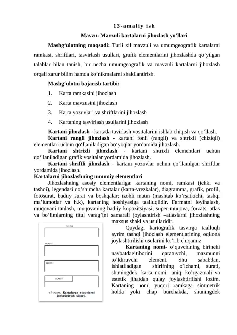 Mavzuli kartalarni jihozlash yo’llari
