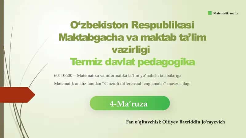 Chiziqli Differensial Tenglamalar