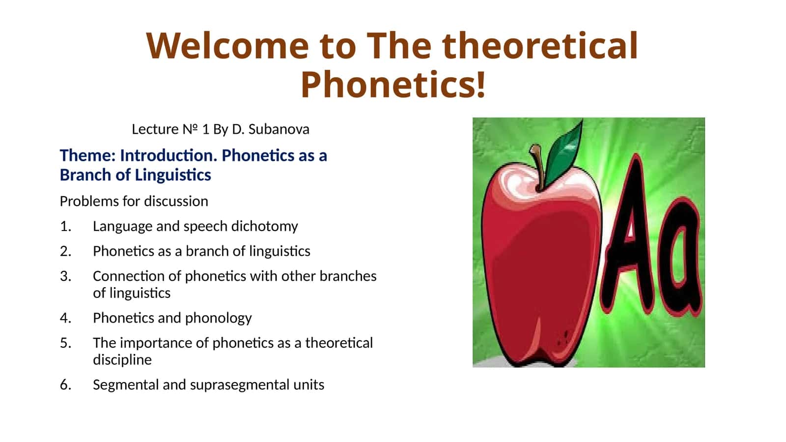 The theoretical Phonetics! Lecture№1