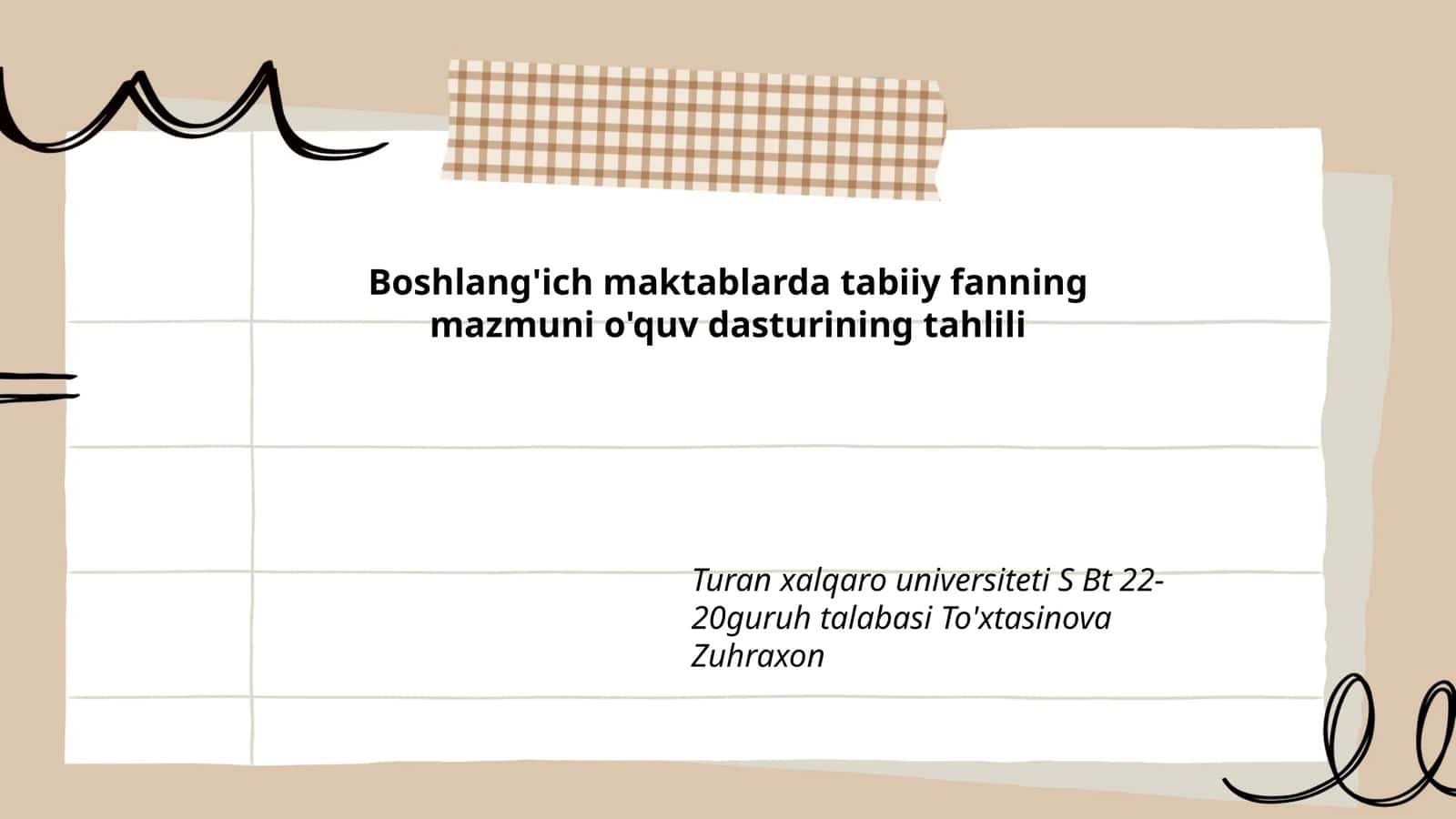 Boshlang'ich maktablarda tabiiy fanning mazmuni o'quv dasturining tahlili