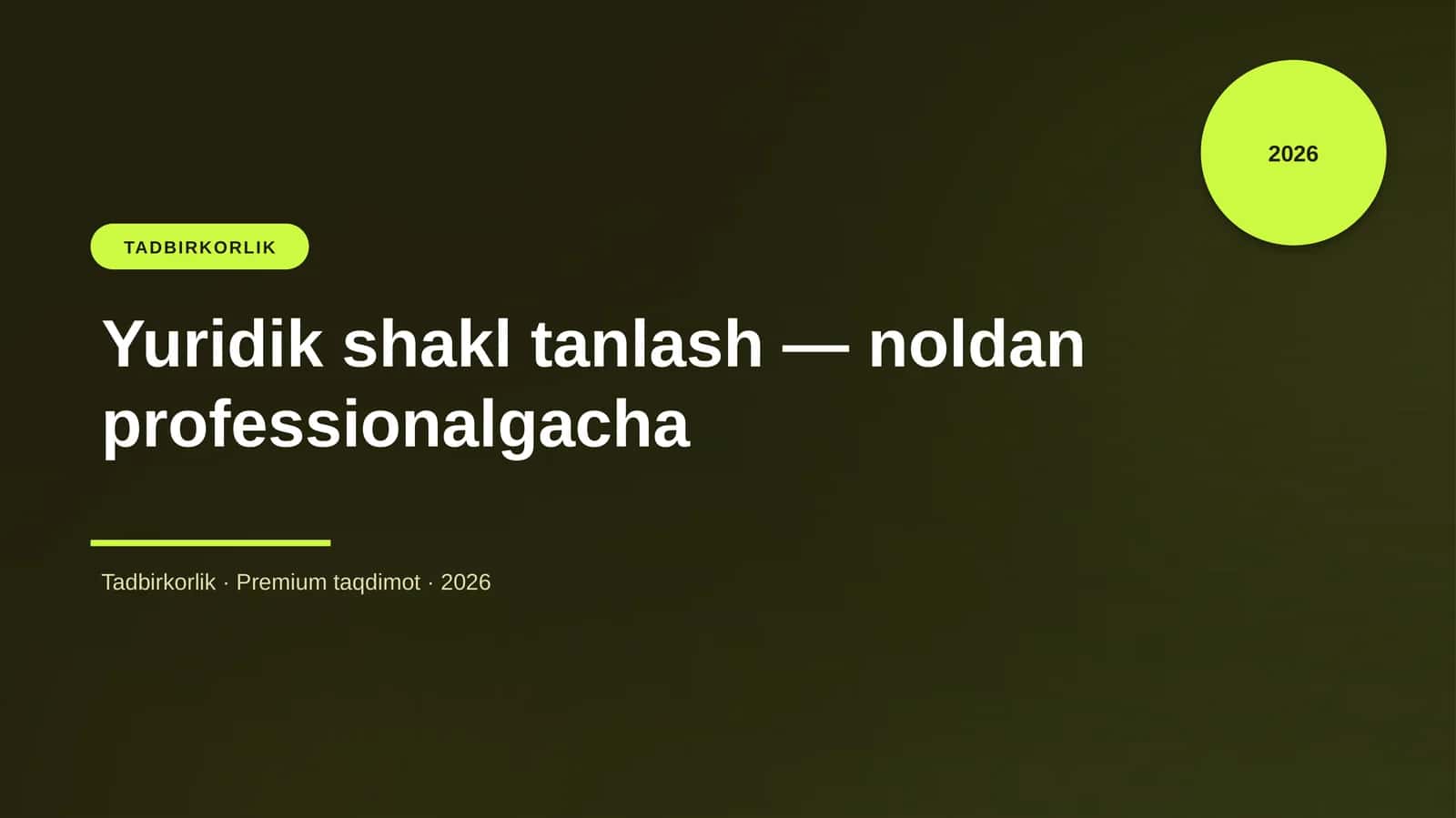 Yuridik shakl tanlash — noldan professionalgacha