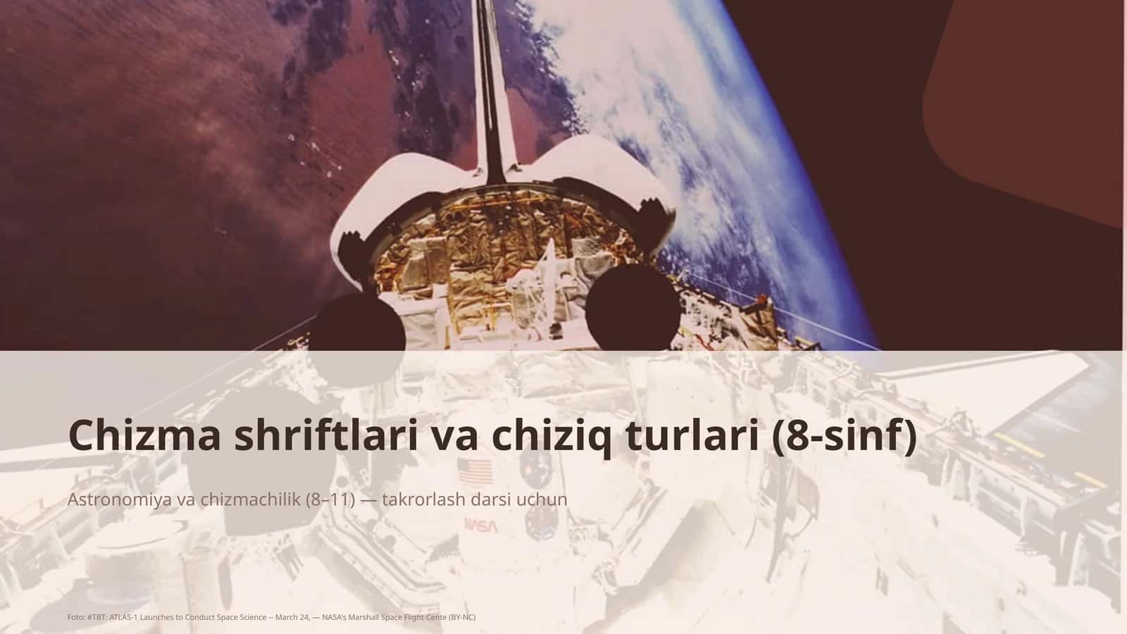 Chizma shriftlari va chiziq turlari (8-sinf)