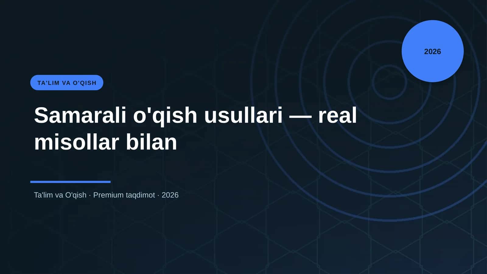 Samarali o'qish usullari — real misollar bilan