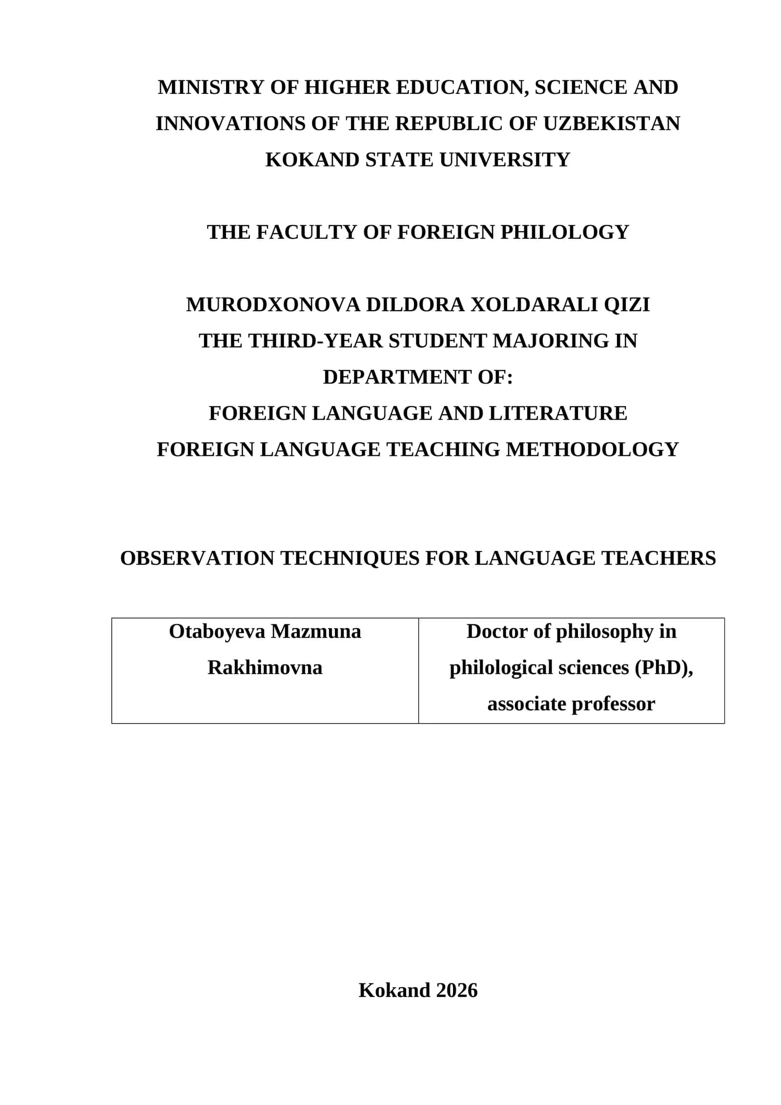 Observation Techniques for Language Teachers