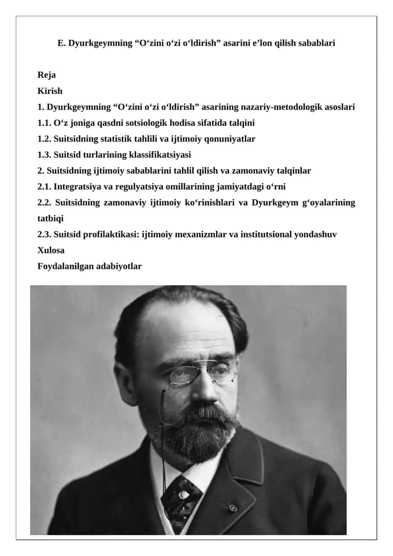 Emil Dyurkgeym "Oʻzini oʻzi oʻldirish"