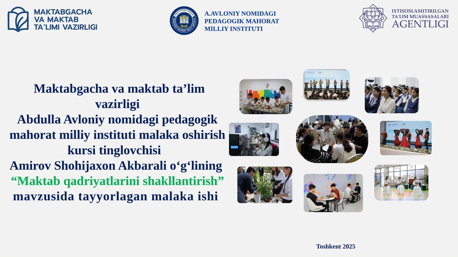Maktab qadriyatlarini shakllantirish
