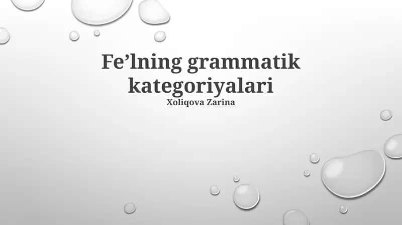 Feʼlning grammatik kategoriyalari