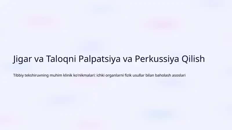 Jigar va Taloq Anatomiyasi