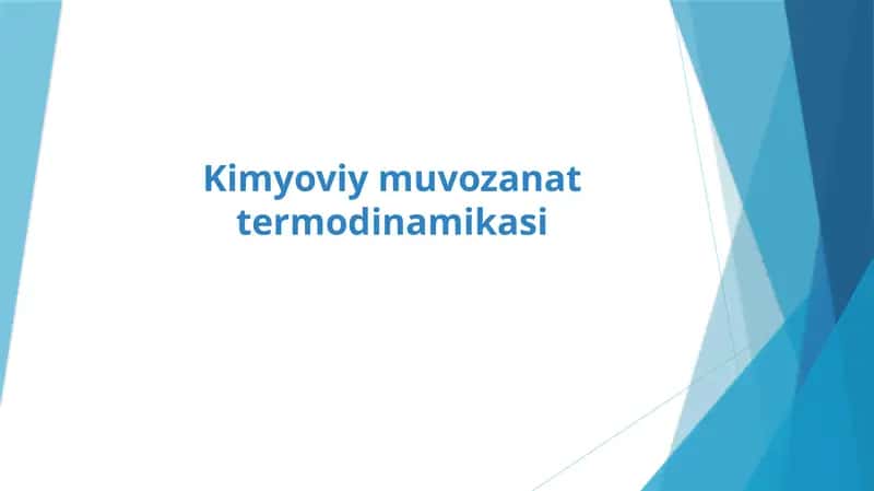 Kimyoviy muvozana ttermodinamikasi