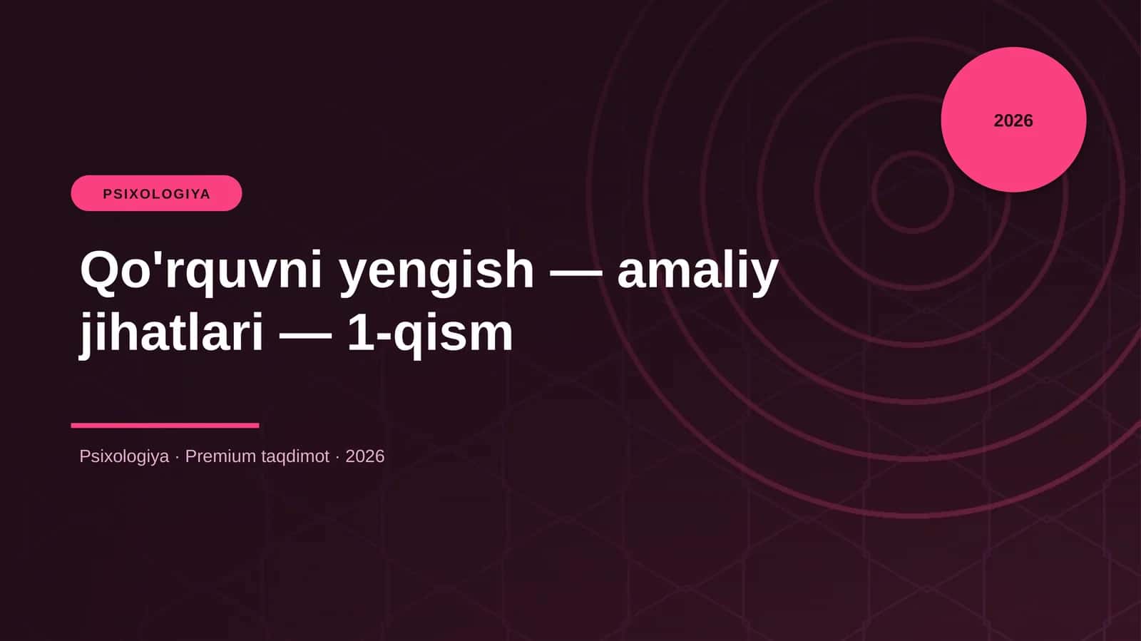 Qo'rquvni yengish — amaliy jihatlari — 1-qism