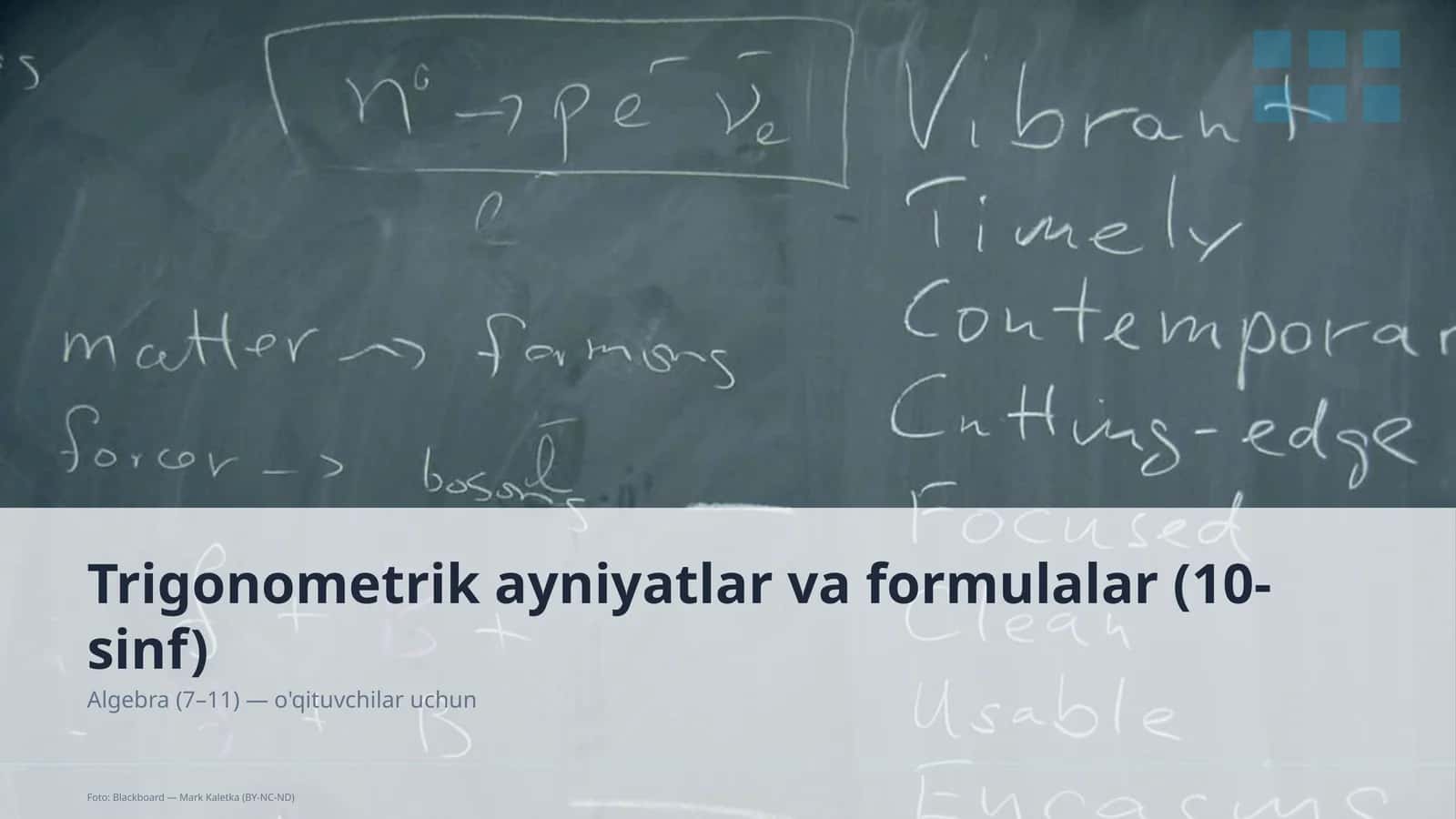 Trigonometrik ayniyatlar va formulalar (10-sinf)