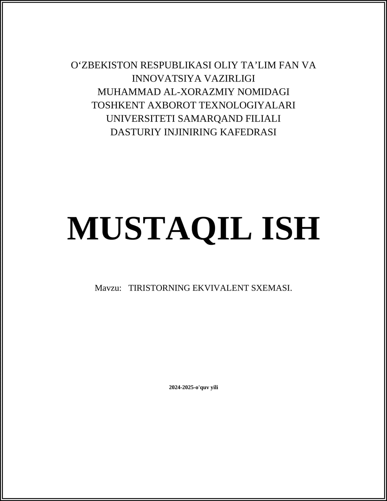 TIRISTORNING EKVIVALENT SXEMASI