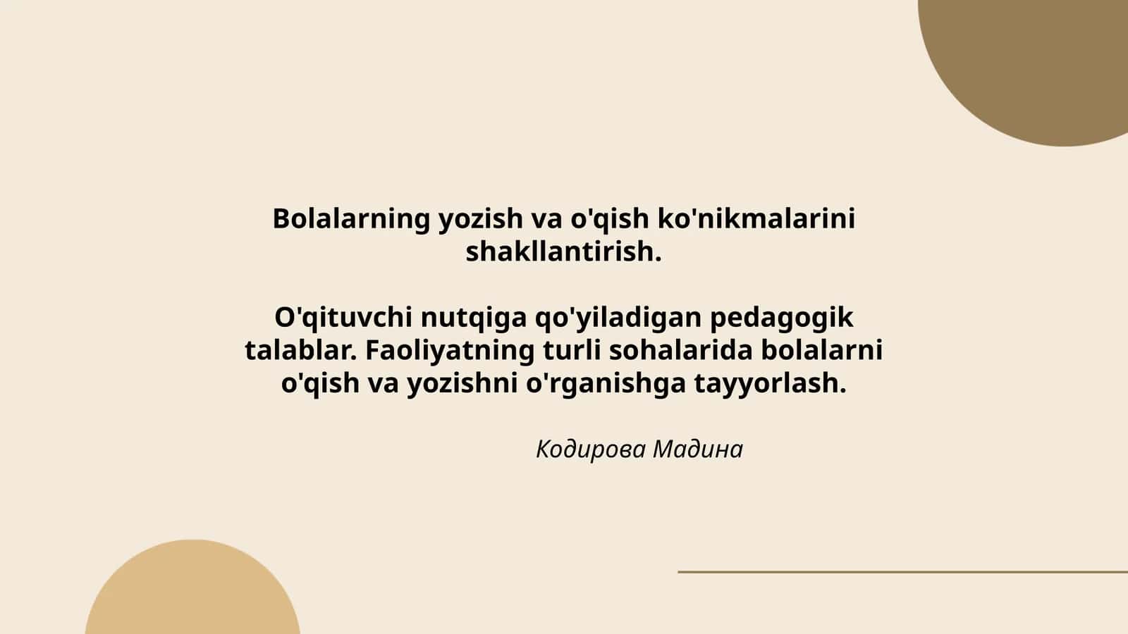Bolalarning yozish va o'qish ko'nikmalarini shakllantirish