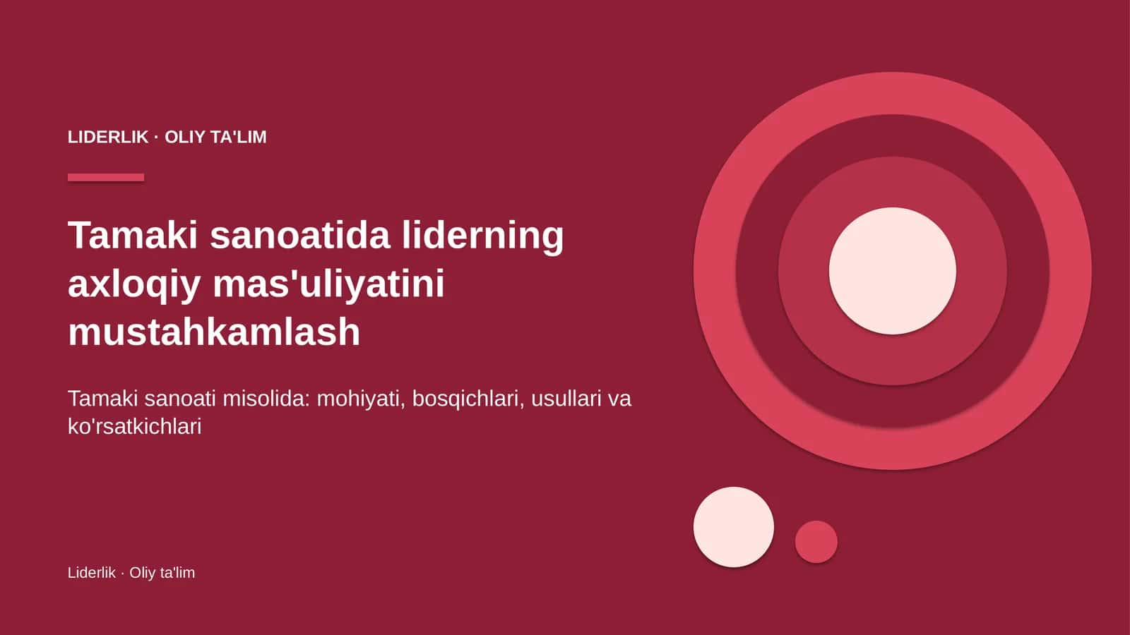 [Tamaki sanoatida liderning axloqiy mas'uliyatini mustahkamlash]
