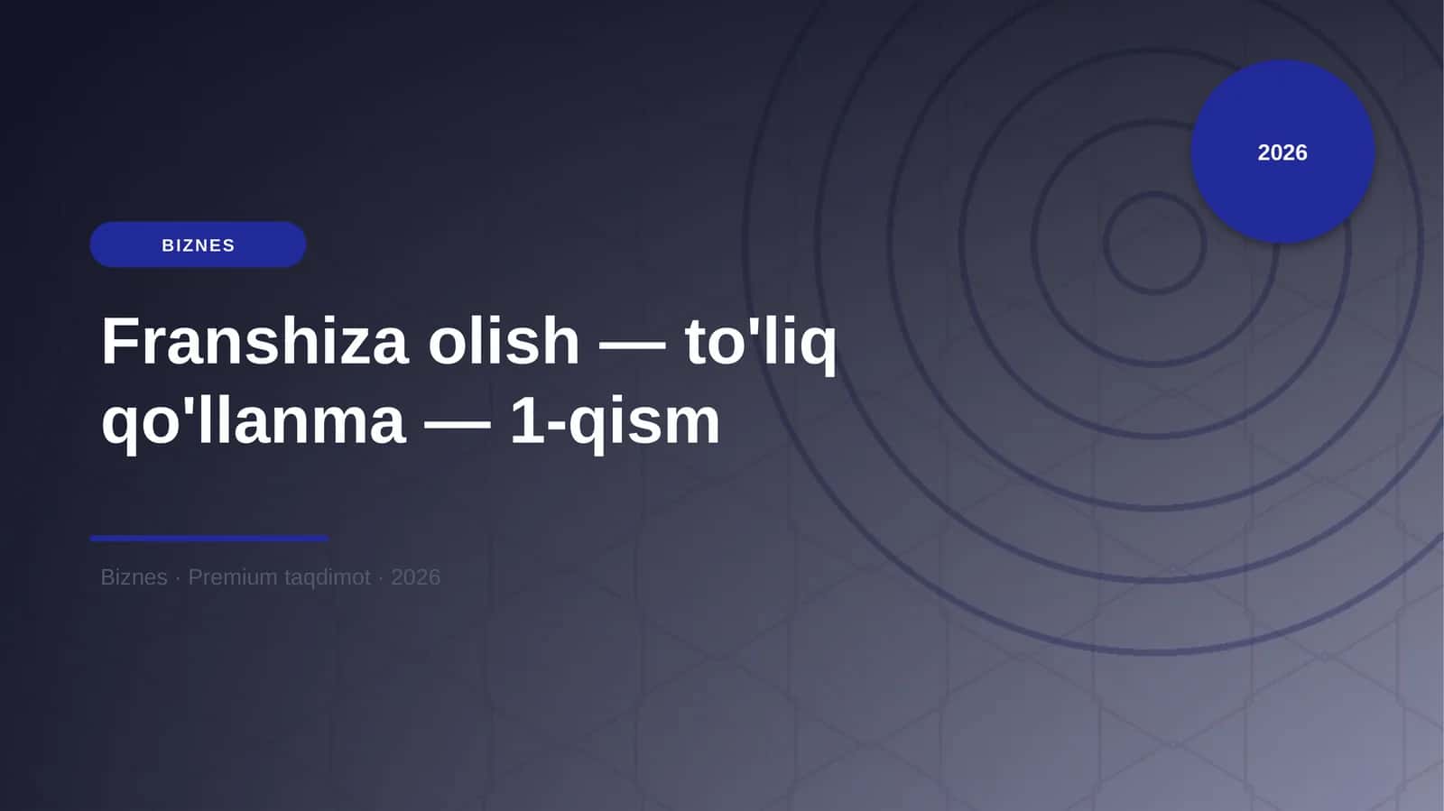 Franshiza olish — to'liq qo'llanma — 1-qism