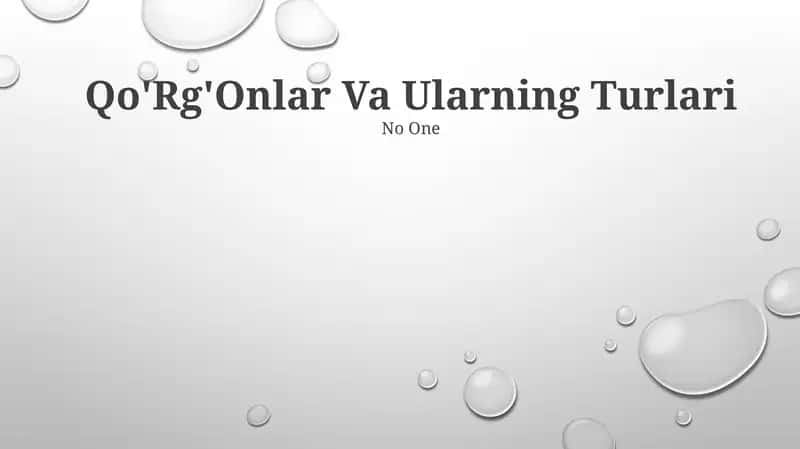 Qo'Rg'Onlar Va Ularning Turlari