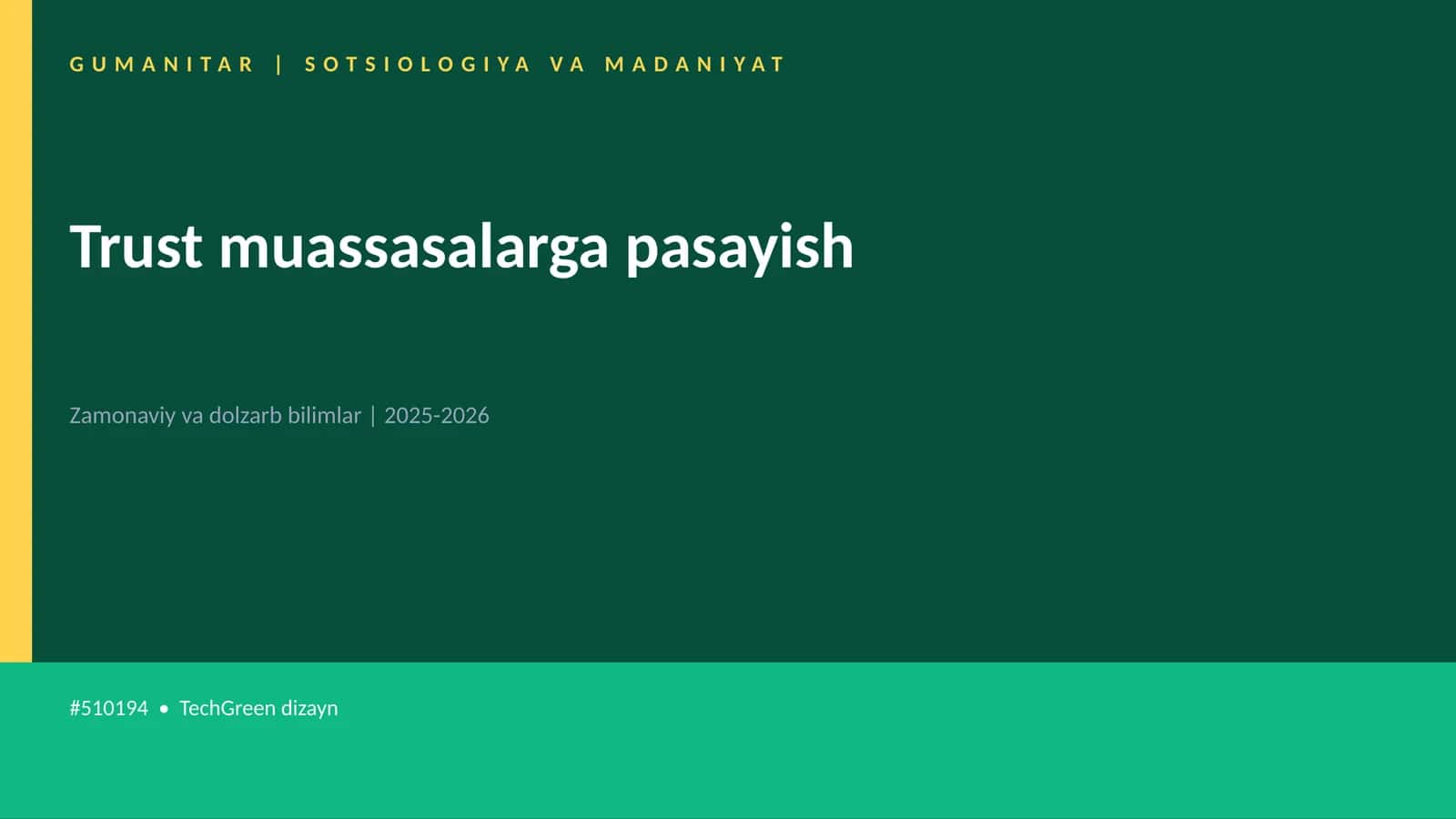 Trust muassasalarga pasayish