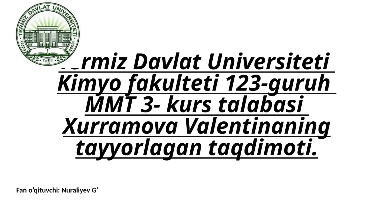 Tayyorgarlar uchun kimyoviy texnologiya