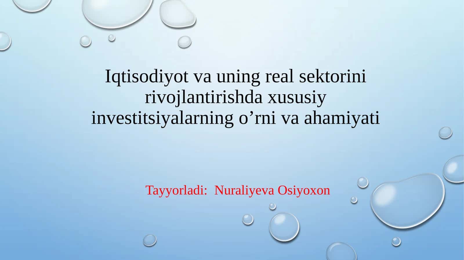Xususiy investitsiyalar mazmuni