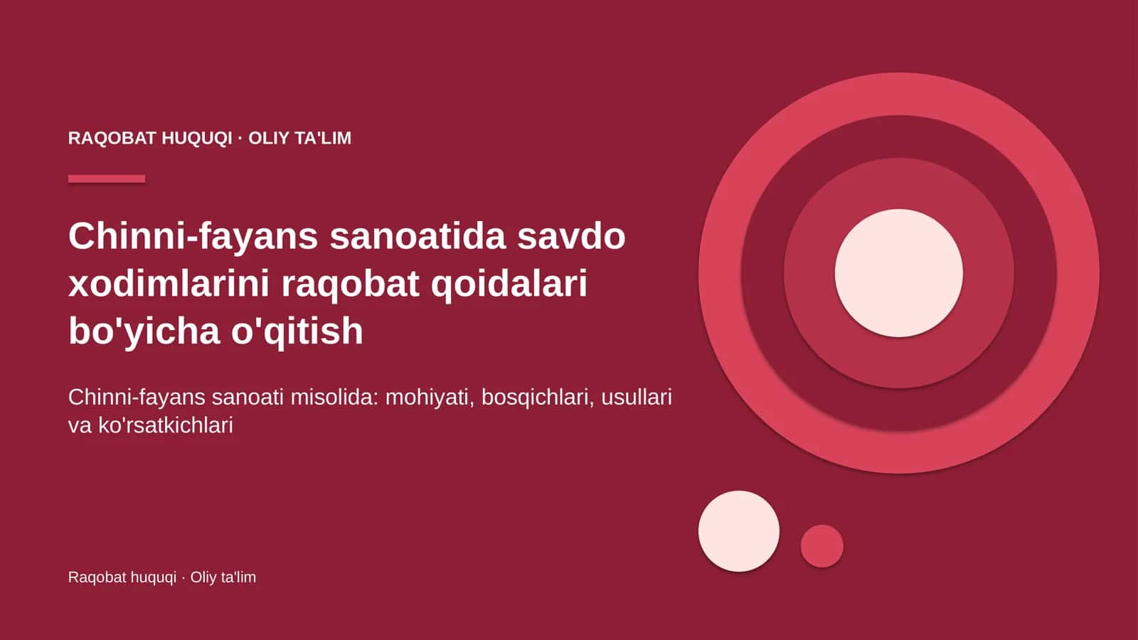 Chinni-fayans sanoatida savdo xodimlarini raqobat qoidalari bo'yicha o'qitish