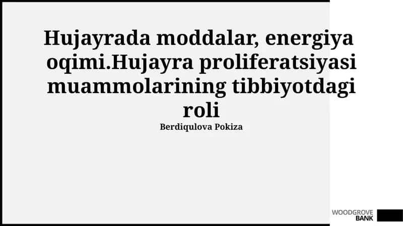 Hujayra moddalari va energiya oqimi