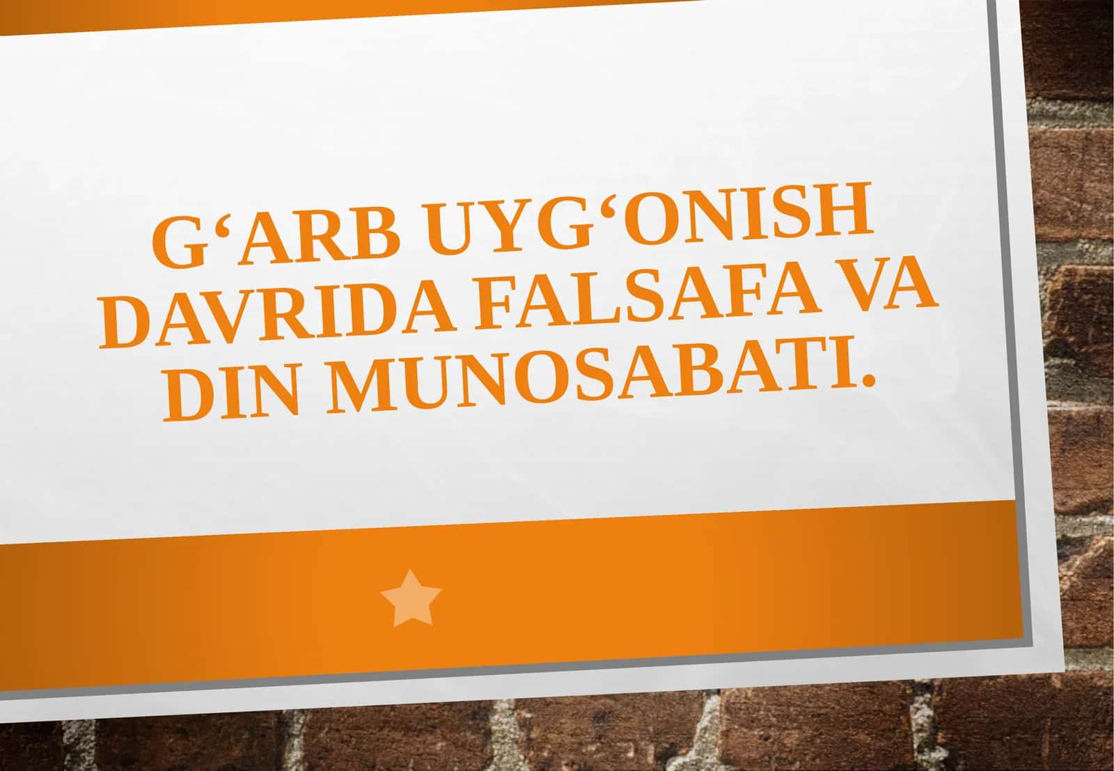 G‘arb Uyg‘onish davrida falsafa va din munosabati