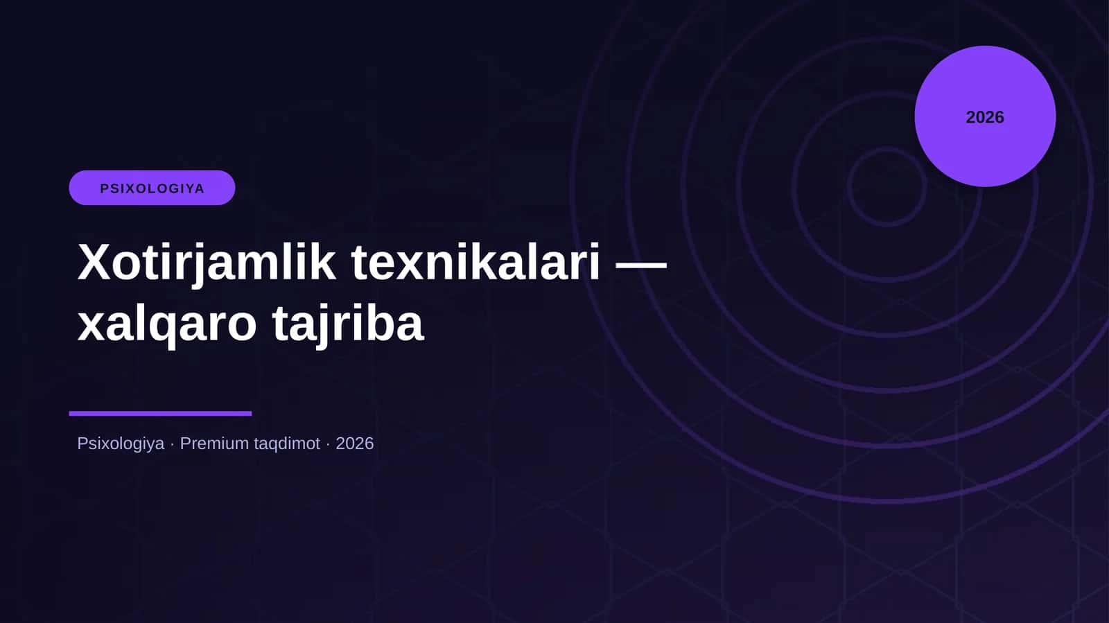 Xotirjamlik texnikalari — xalqaro tajriba