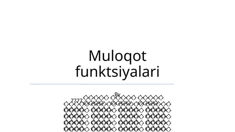 Muloqot funktsiyalari