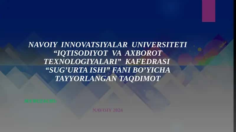 Sugu’rta klassifikatsiyasi. Sugurta shakllari