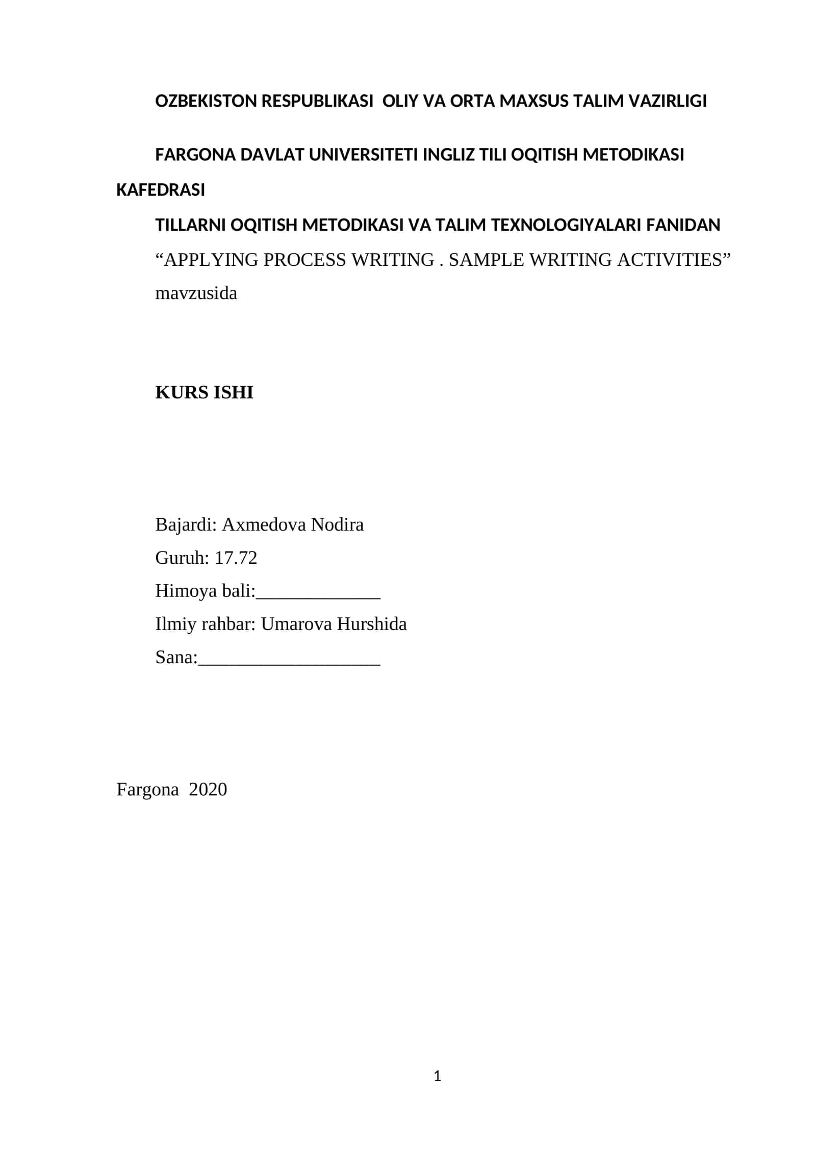 APPLYING PROCESS WRITING. SAMPLE WRITING ACTIVITIES