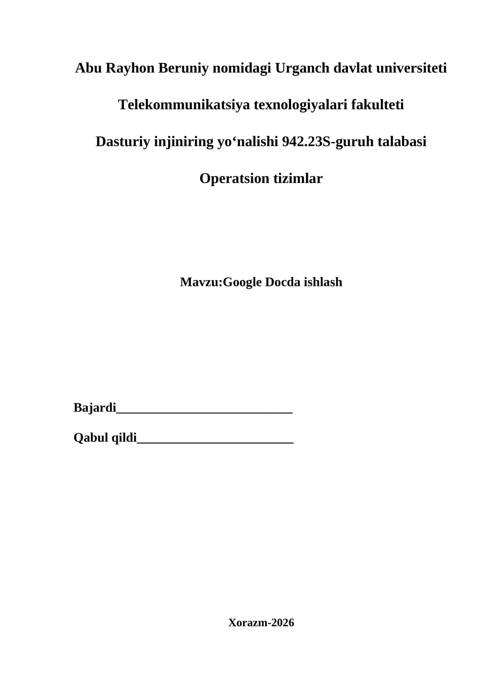 Google Docda ishlash