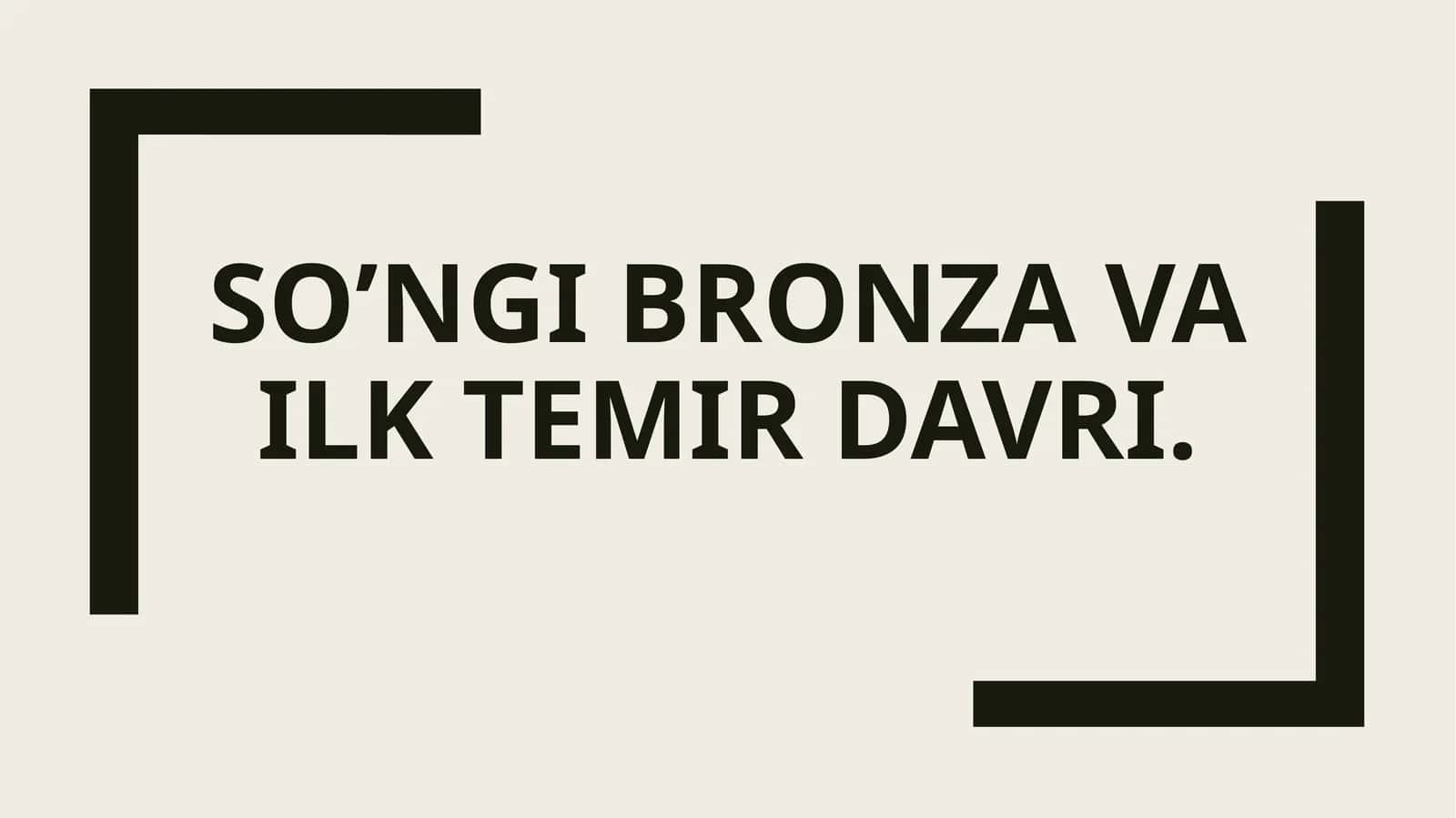 So’ngi bronza va ilk temir davri