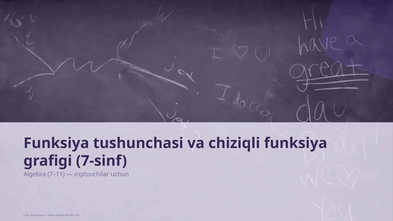 Funksiya tushunchasi va chiziqli funksiya grafigi (7-sinf)
